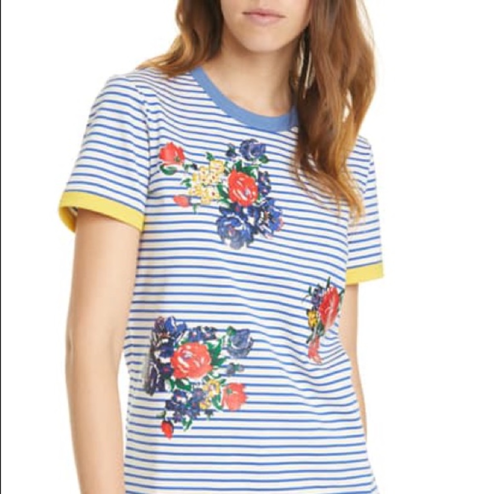 Tory Burch- Blue Striped T-Shirt Rose